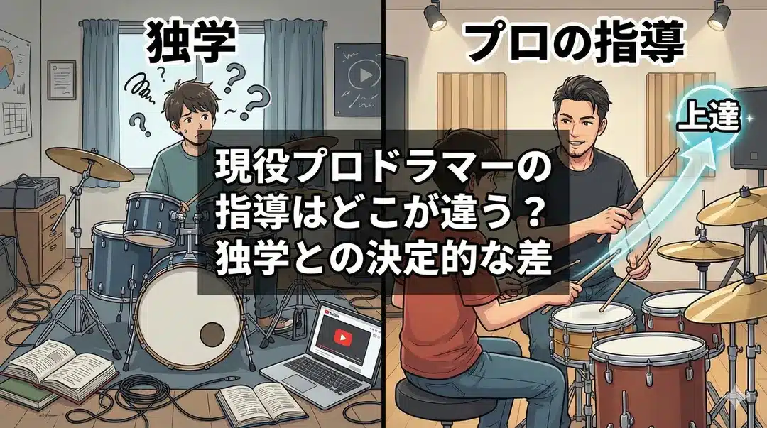 現役プロドラマーの指導はどこが違う？独学との決定的な差、のサムネイル